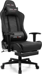 GTRACING ゲーミングチェア オットマン リクライニング 肘掛け付き 黒 GT901BLACKの商品画像