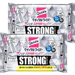 【Amazon.co.jp 限定】【まとめ買い】クイックルワイパー フロア用掃除道具 立体吸着ウエットシート ストロング ガンコな油汚れ対応 12枚×2個の商品画像