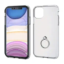 エレコム iPhone 11 ケース ハイブリッド 耐衝撃×透明 スマホリング付 [TPU&ポリカーボネート] シルバー PM-A19CHVCRSVの商品画像
