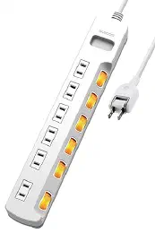 エレコム 電源タップ 6個口 3m 雷ガード 個別スイッチ ほこりシャッター付 耐熱 PSE技術基準適合 ホワイト T-K6A-2630WHの商品画像