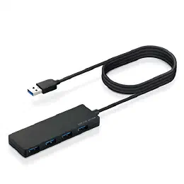 エレコム USBハブ U3H-FC04BBK 【超小型・軽量設計】 USB3.0 Aポート×4 ケーブル1.5m ブラック MacBook/Surface/Chromebook他 ノートPC対応の商品画像