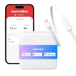 【Amazon.co.jp限定】 SwitchBot スマートリモコン ハブミニ(Matter対応) Alexa エアコンコントローラー - 温湿度センサー搭載 スイッチボット Hub Mini マター対応 スマートホーム 学習リモコン 赤外線家電を管理 節電·省エネ Echo Google Home Siri IFTTT SmartThings対応 Kataステッカー付きの商品画像